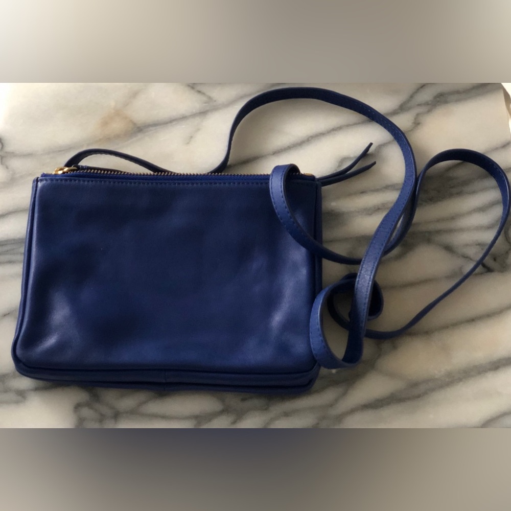 Barneys New York Leather Double/Twin Purse Cobalt Blue